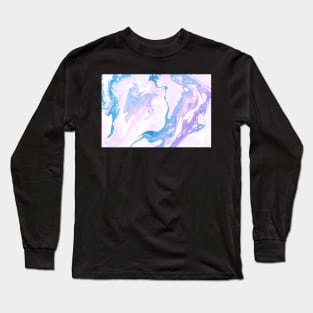 Blue and Pink Marble Pattern Long Sleeve T-Shirt